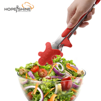 Pinces de cuisine en silicone de qualité alimentaire, antiadhésives, motif dessin animé, pour salade, buffet, barbecue, ustensiles de cuisson avec support