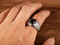 Bague en agate rouge et noire pour homme, émail antique, lourde, en argent sterling 925, bijoux de mode