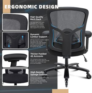 Silla de Oficina Resistente para Personas Altas y de Gran Peso, 500 LBS, Reposabrazos 4D, Respaldo Ajustable, Asiento con Memoria Viscoelástica para Personas Corpulentas - Product Image 3