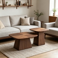 Ensemble de table basse en bois moderne, pieds en bois massif et MDF avec placage en noyer, couleurs personnalisées, meubles de salon pour café, hôtel