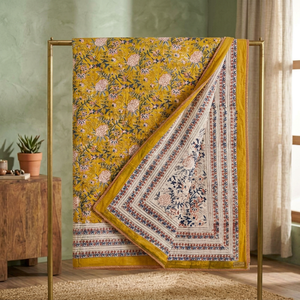 Couette en coton imprimée à la main en Inde, réversible, taille King, literie traditionnelle indienne, textile décoratif pour la maison - Product Image 3