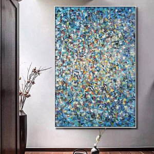 Pintura al Óleo Abstracta Azul Moderna Hecha a Mano sobre Lienzo, Diseño Simple y Desordenado, Arte <span class=keywords><strong>de</strong></span> Pared para Decoración <span class=keywords><strong>de</strong></span> Sala <span class=keywords><strong>de</strong></span> Estar, Nuevo Marco Moderno - Product Image 2