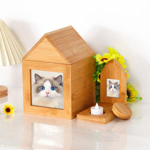 Wholesale Wooden House Shape Pet Keepsake <strong>Urn</strong> Personalized Memory Photo Wood Memorial Pet <strong>Urn</strong> for <strong>Cat</strong> or Dog Ashes - Product Image 2