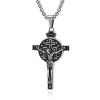 Collier Croix Chrétienne en Acier Inoxydable pour Hommes, Pendentif Jésus, Crucifix Religieux K-PT641 Fabriqué à Dongguan