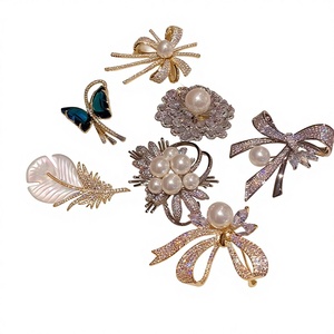 MoLin 高級ハイエンドデザイン合金ブローチピン輝くダイヤモンドイミテーションパールフラワーシルバーメッキ女性の記念日用 - Product Image 1