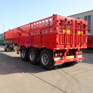 <span class=keywords><strong>60</strong></span> Ton 3-assige stalen veetransport aanhanger met zijwanden en hekwerk voor vee, schapen en kippen, JINFENG - Product Image 1