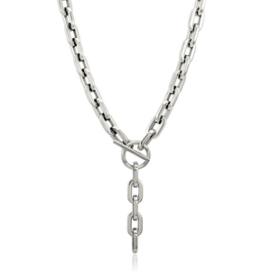 Collar <span class=keywords><strong>de</strong></span> Cadena Gruesa con Cierre <span class=keywords><strong>de</strong></span> Palanca Simple y Moderno <span class=keywords><strong>para</strong></span> Mujeres y Hombres, Cadena <span class=keywords><strong>de</strong></span> Acero Inoxidable con Eslabones Gruesos, Collar Largo con Dije - Product Image 3
