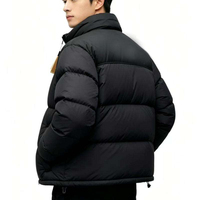 Veste d'hiver rembourrée pour homme, style vintage 700 900, longue, en tricot noir et blanc, avec capuche, fermeture éclair imperméable