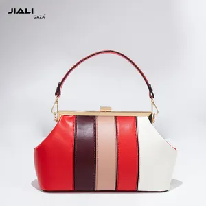 QAZA Very rare top quality shoulder bags for women 2024 designer new fashion PU leather ladies luxury contrast color sling bags