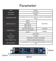 Interrupteur intelligent à capteur de lumière LED 12V/24V avec fonction de gradation, portée de détection 1-5 mm. Convient aux armoires et aux hôtels
