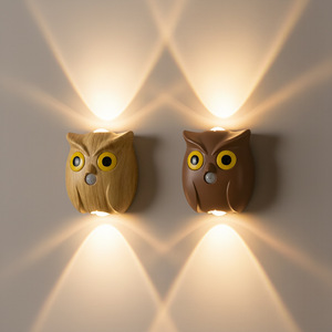 Lámpara de Pared Inteligente con Sensor de Movimiento, Diseño de Búho, Luz Nocturna Creativa para Entrada, Cabecera, Pasillo - Product Image 4