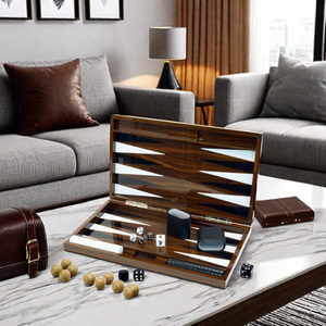 <span class=keywords><strong>Backgammon</strong></span> di Lusso Personalizzato da 21 Pollici per Tornei, Marrone con Set di Dadi - Product Image 2