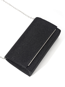 Sac de soirée de luxe carré Bell pour femme, pochette minimaliste scintillante avec barre en acier, sac à main brillant pour fête - Product Image 6