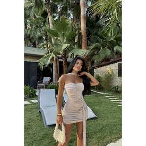 Ensemble de body beige drapé pour femmes - Product Image 3