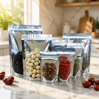 Sachet Doypack en aluminium avec fenêtre transparente et fermeture éclair pour l'emballage alimentaire (café, snacks)