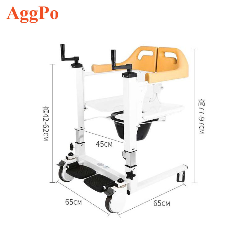Домашнее Медицинское Оборудование, металлическое регулируемое подъемное ручное кресло для переноса пациента для ухода за пожилыми людьми с туалетным столиком для инвалидов