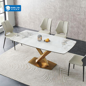 Set Tavolo da Pranzo Rettangolare di Lusso Moderno in Marmo Naturale e Tavolo da Cucina in Marmo per Famiglia e Bar per la Cena Mobili per la Casa - Product Image 1