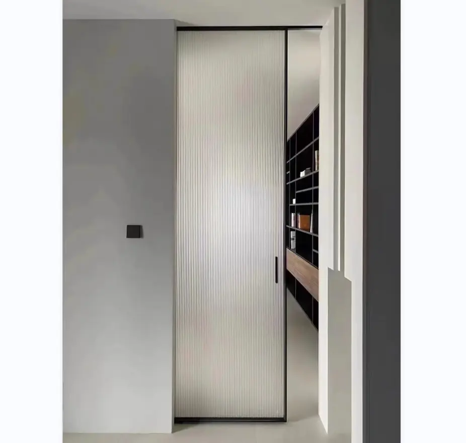 Pintu geser otomatis interior Modern, pintu geser aluminium untuk kamar mandi