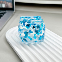 Jouet Squishy Flocon de Neige Transparent en Forme de Glaçon Rempli de Paillettes, Balle Anti-Stress Sensorielle Hivernale pour Soulager le Stress et l'Anxiété