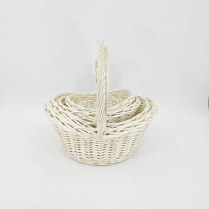 Cesta de mimbre tejida blanca para frutas, bonita cesta de flores para boda con decoración <span class=keywords><strong>natural</strong></span> hecha a mano para el hogar, 10% de descuento, venta al por mayor - Product Image 1