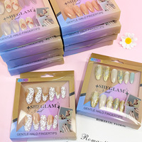 Faux ongles portables en ABS faits à la main, avec colle gelée, motif dessin animé 3D Kuromi, taille S, ajustement universel, autocollants pour faux ongles