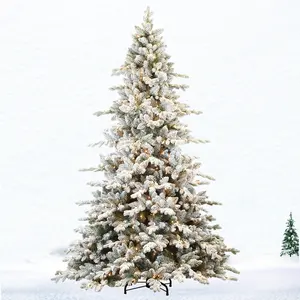 Groothandel Pre Lit Outdoor Sneeuw Wit Kunstmatige Stroomden Kerstboom Met Led Licht Decoratie