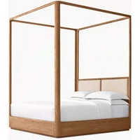 Lit double en chêne de style américain moderne, avec piliers hauts, en bois massif, meubles pour la maison