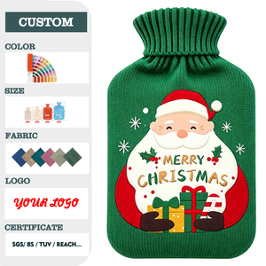 El Mejor Regalo, Botella de Agua Caliente de Goma Moderna con Logotipo Personalizado, Bolsa de Agua Caliente con Funda Tejida Navideña - Product Image 2