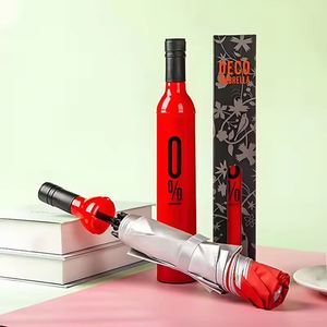 Promotional Cheap Price Creative Three Folding Umbrella Custom Logo With Wine Bottle Shape Plastic Case - Product Image 6