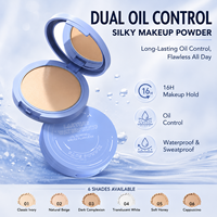 Poudre compacte pressée à double contrôle du sébum, résistante à l'eau et à la transpiration, fini soyeux, pour fixer et retoucher le maquillage, prix de gros, en stock