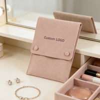 Pochette de présentation de bijoux en daim personnalisée, sac de rangement pour colliers en velours doux avec bouton-pression pour emballage de bijoux de luxe