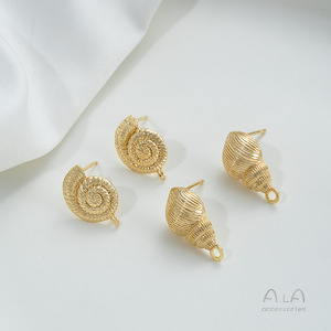 Placage Or 14K par Électrodéposition Robuste, Boucles <span class=keywords><strong>d</strong></span>'oreilles clous coquillage style océan <span class=keywords><strong>avec</strong></span> anneaux suspendus, Boucles <span class=keywords><strong>d</strong></span>'oreilles faites main <span class=keywords><strong>avec</strong></span> perles à suspendre soi-même - Product Image 2