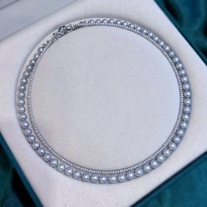 Collier de perles d'eau douce naturelles orange en gros, 4-5 mm, haute brillance, presque rond, presque sans défaut, pour le bricolage, de Zhuji - Product Image 1