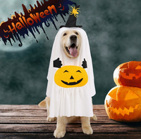 Costume d'Halloween ajustable pour animaux de compagnie avec motif de citrouille et chapeau de sorcier pour petits chiens et chats – Tenue de cosplay festive
