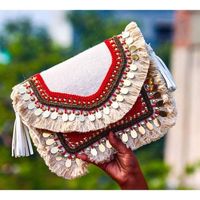 Bolsos de Mano de Ganchillo Hechos a Mano de Nuevo Estilo, Bolsos de Mano Abiertos de Cuero Genuino de Macramé, Moda de Verano, Mayorista de India God Grace Overseas