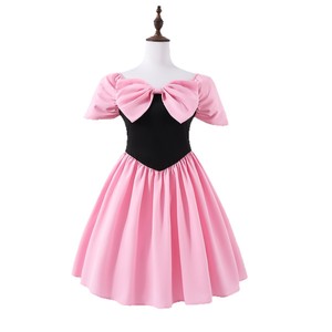 Abito da ragazza per <span class=keywords><strong>età</strong></span> 13-16 anni, dolce vestito nero e rosa con fiocco a farfalla, abito da compleanno con spalle scoperte, gonna a pieghe stile principessa - Product Image 2