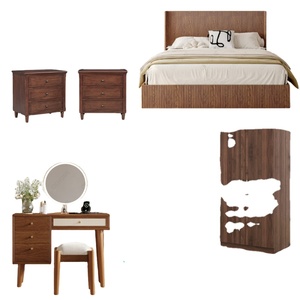 Ensemble de meubles de luxe au design moderne pour salon et chambre à coucher, comprenant un canapé en tissu, une table basse, un lit rembourré, un fauteuil et une décoration murale - Product Image 5