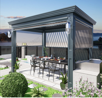 Pergola motorisée rétractable en aluminium thermolaqué, imperméable, pour extérieur, idéale pour café et restaurant