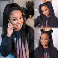 Vente en gros naturel léger Yaki droite bandeau perruque cheveux humains Remy péruviens cheveux tisse et perruques sans colle perruque avec bandeau