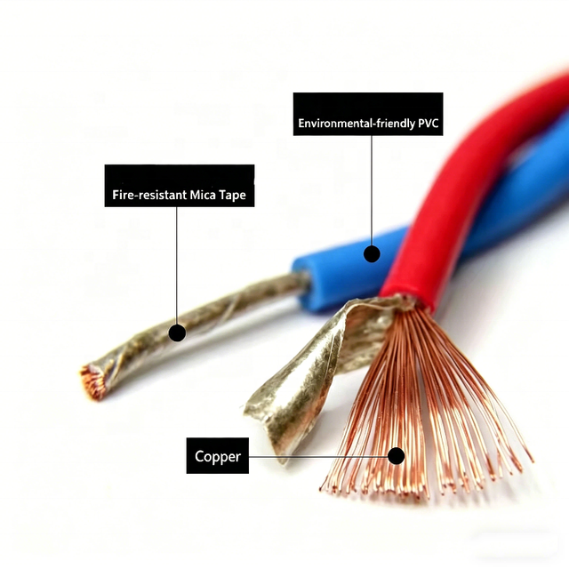 Safe Wiring NH-RVS Fire Resistant Twisted Pair Cable Standard Twisted Colors for Emergency Lighting 300/500V Rated