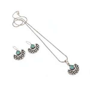 Conjunto de colgante de cadena de piedra Pota chapada oxidada |   Exquisito conjunto de joyería fina para mujeres y niñas, perfecto para la colección festiva. - Product Image 2
