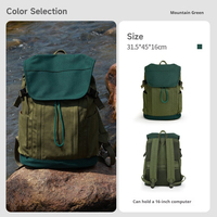 Sac à dos en toile résistant à l'eau unisexe Grand sac à dos de randonnée multi-poches motif géométrique (vert montagne) pour les couples