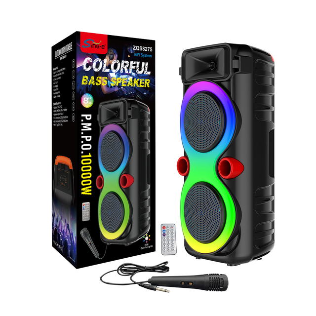 SING-E ZQS8275 Mini Outdoor BT Wireless Microphone RGB LED Lighting Subwoofer Party Square Dance Speaker