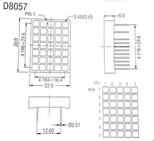 Màu đỏ dẫn ma trận 22x30mm vuông <span class=keywords><strong>5x7</strong></span> <span class=keywords><strong>Dot</strong></span> ma trận dẫn hiển thị cho thang máy - Product Image 5