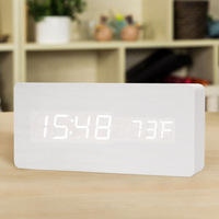 Reloj Despertador LED Moderno para Decoración del Hogar, Reloj de Pared Decorativo de Madera Portátil y Elegante con Alimentación USB y Batería