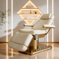 Table de massage électrique de haute qualité à 3 moteurs, lit de spa, luxe, commande au pied dorée, salon de beauté, lit de salon de beauté cosmétique