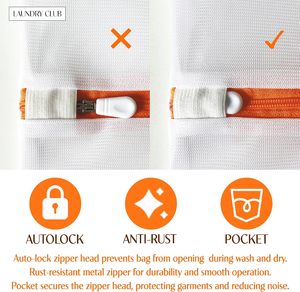Lot de 9 sacs à linge en maille durables avec fermeture éclair robuste, sacs de lavage faits à la main pour la lingerie - Product Image 3