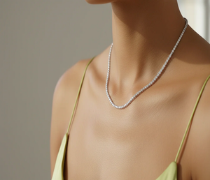 Elegante Collar de Tenis Minimalista con Diamantes para Mujer, Joyería Fina de Lujo con Brillantes Detalles de Diamantes para Fiestas y Vestidos de Novia - Product Image 5