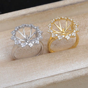 Support de bague réglable en argent S925, accessoire DIY, demi-produit 13-14, support en T pour pierre, JG5749, plaqué or, pour bijoux en perles - Product Image 3