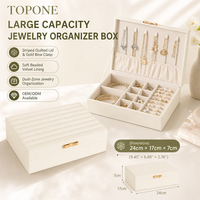 Boîte de rangement portable en cuir PU pour bijoux, avec logo personnalisé, pour bagues, boucles d'oreilles, pendentifs et colliers, vente en gros